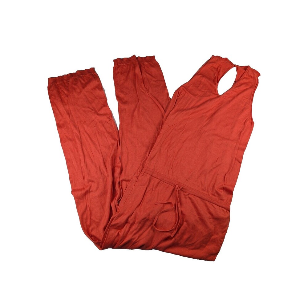 Gentryportofino Cotton Coral Sleeveless Women's Jumpsuit Drawstring Casual 8